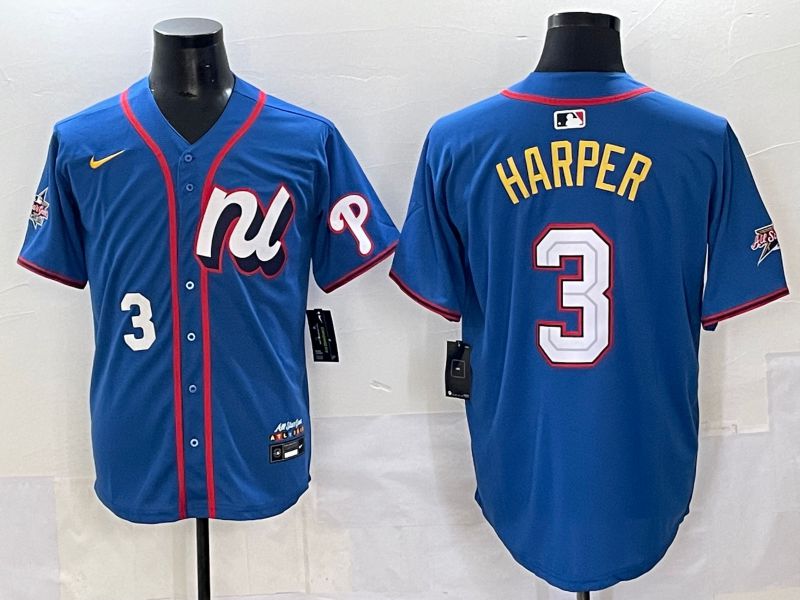 Men 2025 Philadelphia Phillies #3 Harper Blue All star Nike MLB Jersey style 04->philadelphia phillies->MLB Jersey